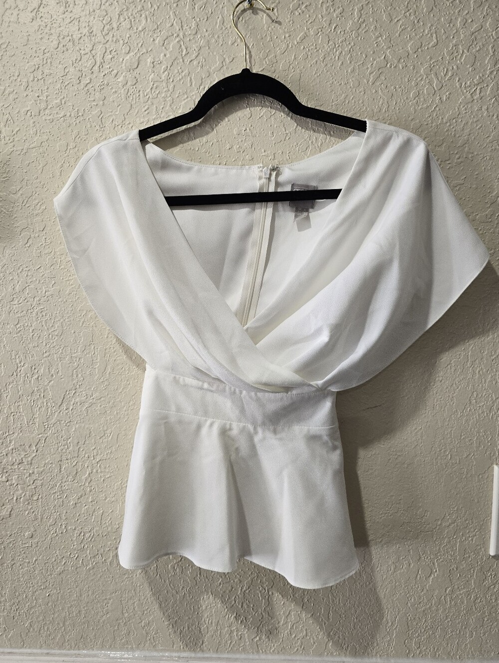 White Cream Draped Peplum Wrap Top by Asos Size 0 Sleeveless Tie Back Blouse